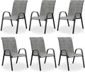 Patio Dining Chairs Set of 8, Outdoor High Stacking Chairs，Breathable Seat Fabric and Alloy Steel Frame for Backyard, Porch, Garden, Sunroom (Light Grey)