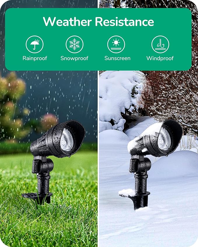 EDISHINE Low Voltage Landscape Lights, 3.2W 12V ACDC 240LM Low Voltage Spotlight, CRI 80 & Beam Angle 35°, 3000K, Aluminum Housing Outdoor Landscape Lighting for Trees, Yard, Garden, Houese 8 Pack