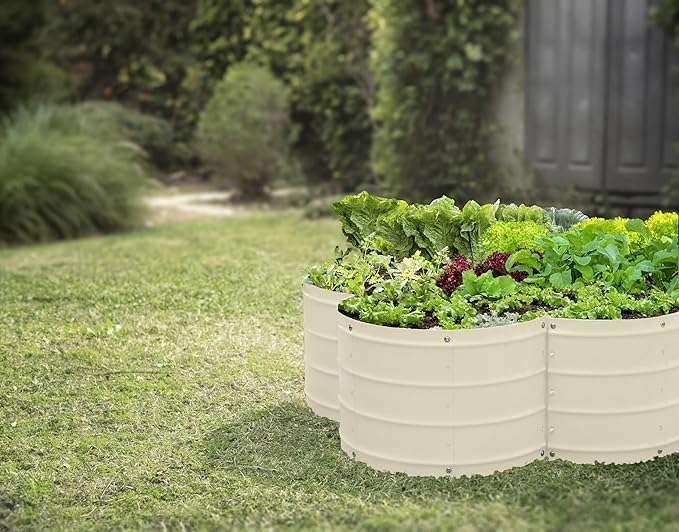 Plant & Plot Galvanized Raised Garden Beds Outdoor // 3×3×1 ft Planter Raised Beds for Gardening, Vegetables, Flowers // Large Metal Garden Box (White) // Patented Tool-Free Design