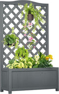 Outsunny Wooden Raised Garden Bed with Trellis, 46" Planter Box, to Grow Vegetables, Herbs, and Flowers for Backyard, Patio, Gray