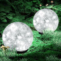 Coroor Garden Solar Ball Lights Outdoor Waterproof, 50 LED Cracked Glass Globe Power Ground for Path Yard Patio Lawn, Outdoor Decoration Landscape White (2 Pack 4.7'')