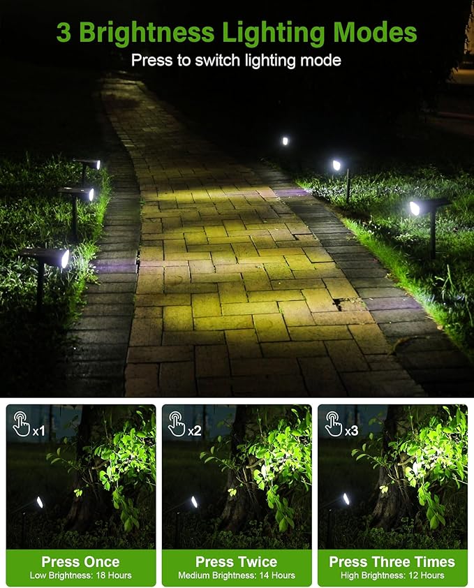 Solar Spot Lights Outdoor, Solar Lights Outdoor Waterproof IP65, 3 Brightness Modes Dusk to Dawn Landscape Spotlights for Yard Garden Pathway Tree Decoration, Cool White, 1 Pack