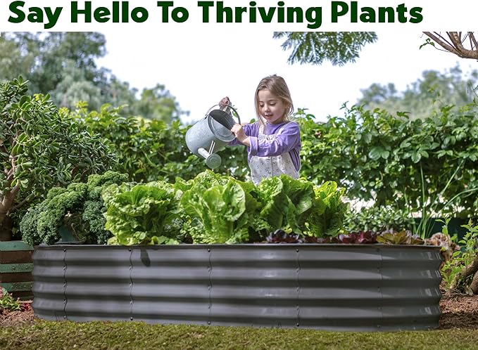 Plant & Plot Galvanized Raised Garden Beds Outdoor // 6×3×1 ft (2-Pack) Planter Raised Beds for Gardening, Vegetables, Flowers // Large Metal Garden Box // Patented Tool-Free Design (Gray)