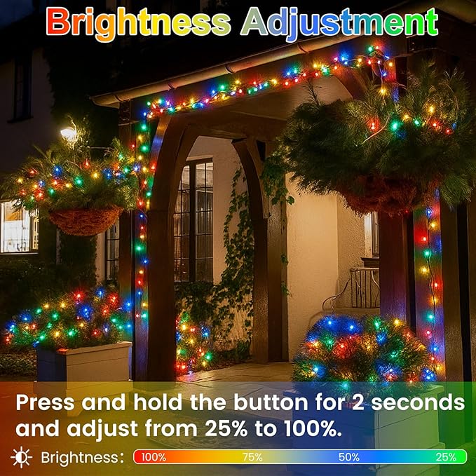 Warm White to Multicolor Color Changing 200 LED 66FT Connectable Christmas String Lights for Outdoor Indoor, 11 Modes Christmas Tree Clear Wire Fairy Waterproof Lights with Memory & Remote & Timer