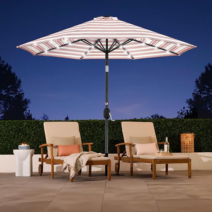 Best Choice Products 10ft Solar Polyester LED Lighted Patio Umbrella w/Tilt Adjustment and UV-Resistant Fabric