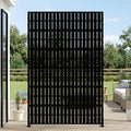 Casaphoria Metal Privacy Screen Outdoor, 72" H x 47" W Freestanding Decorative Privacy Screen for Patio Deck Balcony Garden with Stable Base, Black-Fence
