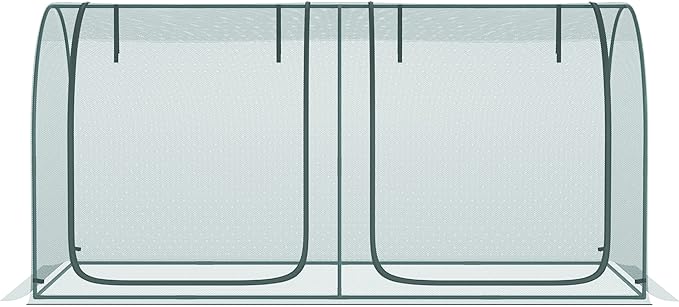 Outsunny 8' x 4' Crop Cage, Plant Protection Tent with Two Zippered Doors, Storage Bag and 4 Ground Stakes, for Garden, Yard, Lawn, Green