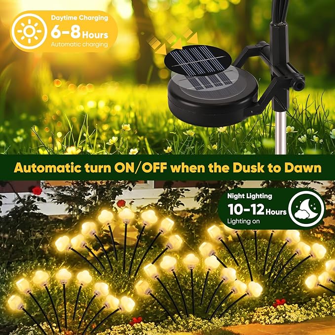 Solar Lights Outdoor 4 Pack 32 LED Solar Cloud Swaying Lights Garden Waterproof Outdoor Decor for Yard Patio & Pathway