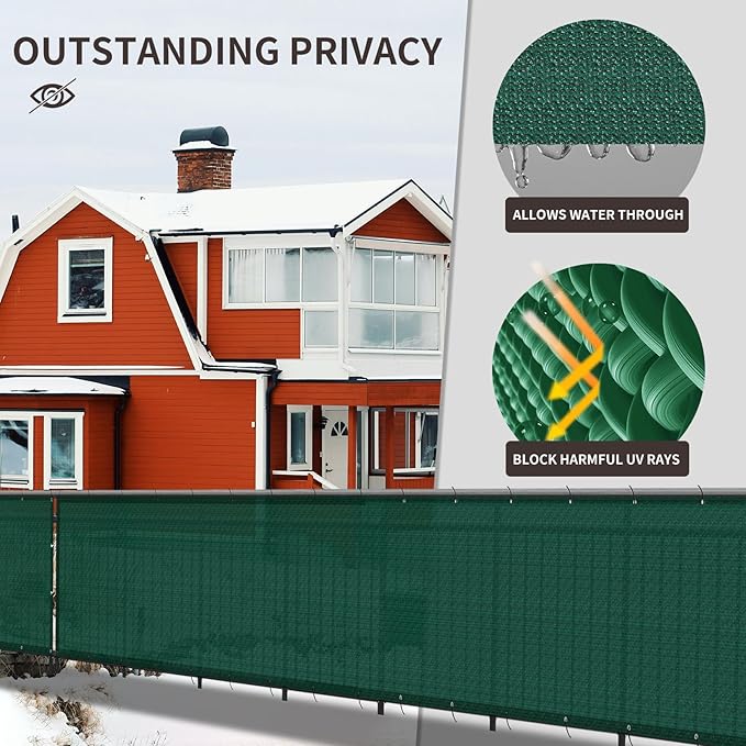 LOVE STORY Custom Size 3'x28' Dark Green Balcony Privacy Screen,UV Block Privacy Fence Screen,90% Shield for Outdoor Pool Garden Apartment Railing