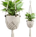 Macrame Plant Hanger - Fits 3 to 6 inches Pots for Indoor Outdoor, 35 Inch, Set of 2, Ivory (POTS NOT Included)