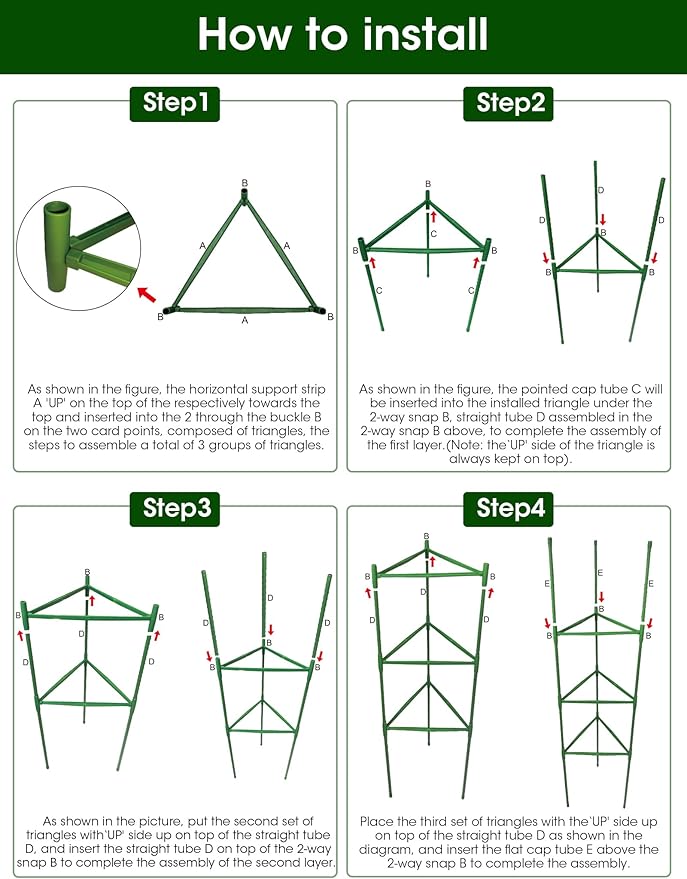 Tomato Cage, 3Pack 51.2inch Tall Tomato Trellis Triangle Tomato Cages for Garden Climbing Plants, Raised Garden Bed Plant Support Stakes for Garden,Pots, Plant Cages & Supports（Extra Bold）