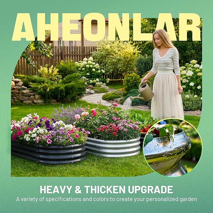 AHEONLAR 3 Pack 6×3×1ft Galvanized Raised Garden Beds, Oval Metal Garden Bed Planter Boxes Outdoor, Durable Raised Garden Beds Outdoor for Vegetables, Flowers, Silver