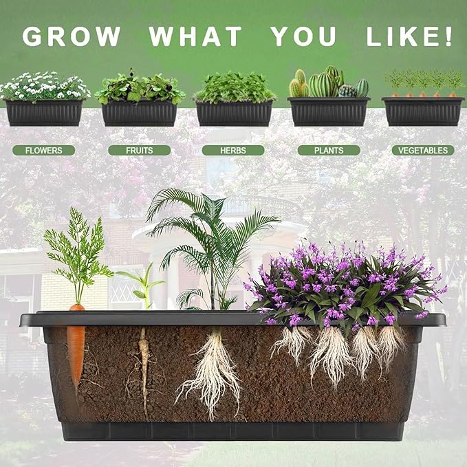 Homdox 2 Pack Vertical Garden Bed, 5 Tiers Vertical Raised Garden Planter, 23 * 26 * 45Inch Outdoor Garden Raised Bed with 4 Hooks, Vegetable Flower Planter Raised Stand for Garden Patio Yard, Black