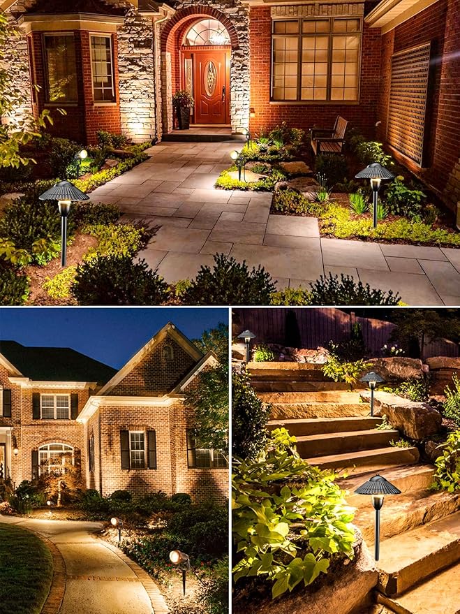 ZUCKEO LED Landscape Lighting Low Voltage Pathway Lights 12V 24V Landscape Light Kit, Outdoor Aluminum Landscape Spotlights Path Lights Waterproof for Garden Yard House Decoration(12Pack)