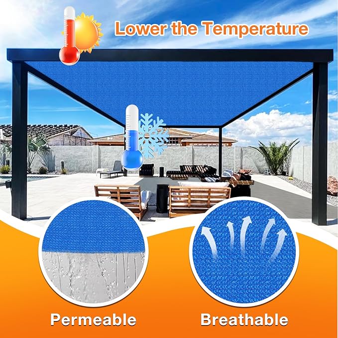 Artpuch Outdoor Pergola Shade Cover 10' X 14' Sun Shade Cloth with Grommets, 90% UV Protection Canopy Patio Privacy Screen (Customized Available) GN107, Blue