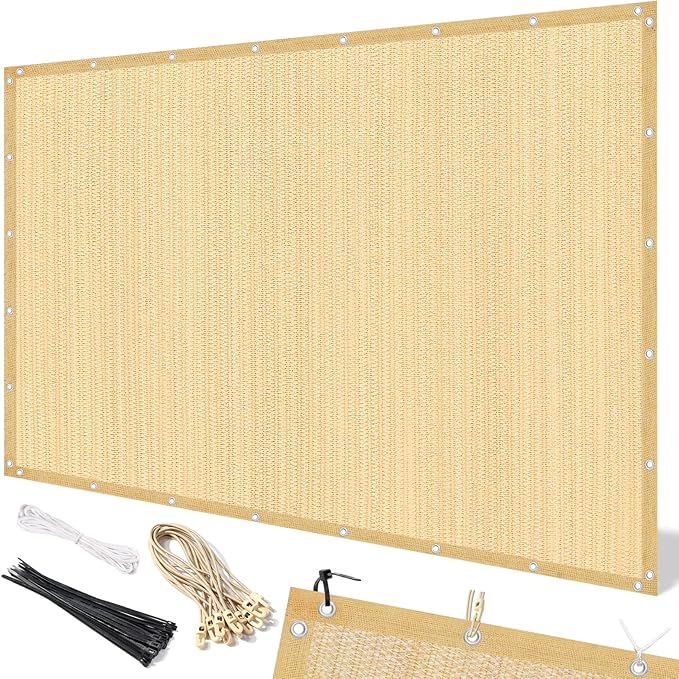 Artpuch 90% Sun Shade Cloth, 8 x 16 FT Pergola Shade Cover Canopy with Grommets, Sun Screen Fabric Tarp for Patio, Outdoor, Garden, Backyard, Wheat