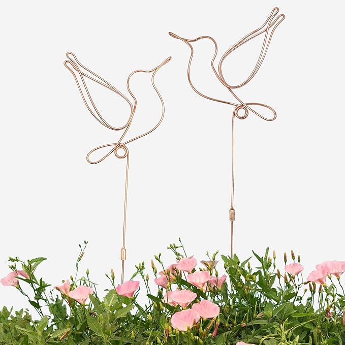 Hummingbird Decor Garden Stakes Decorative Set of 2, Hummingbirds Metal Wire Decor 23.62 inches x 6.69 inches,Decorative Stakes for Flower Pots, Planters, and Flower Beds