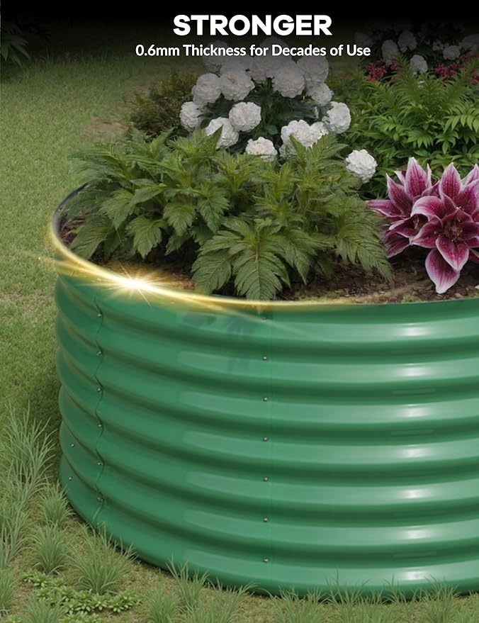 GarveeLife 8x4x1.5 ft Galvanized Raised Garden Bed - 18“ Tall Metal Planter Box for Vegetables, Flowers, Herbs, Rust-Resistant Outdoor Garden Box, Easy Assembly Raised Beds for Gardening, Green