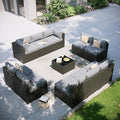 Aoxun Patio Furniture Set, 11 Piece Outdoor Sectional Sofas with Waterproof Cover, 10 Seats Wicker Rattan Outdoor Furniture Patio Conversation Set for Backyard, Garden Light Grey