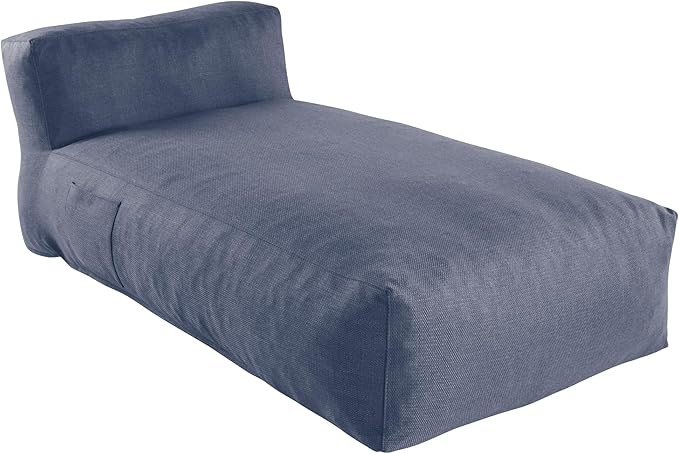 Outdoor Bean Bag Lounger Chair, Big Comfy Outdoor Daybed for Sunbathing and Tanning - Water-Resistant Patio Chaise and Pool Sun Lounger Furniture for Beach Deck (Denim Blue)