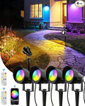 CORESLUX Smart RGBW Spot Lights Outdoor, Color Changing Warm White Landscape Lights with APP and Remote Control, Spotlight Waterproof for Garden Yard Patio Landscape, 4 Pack
