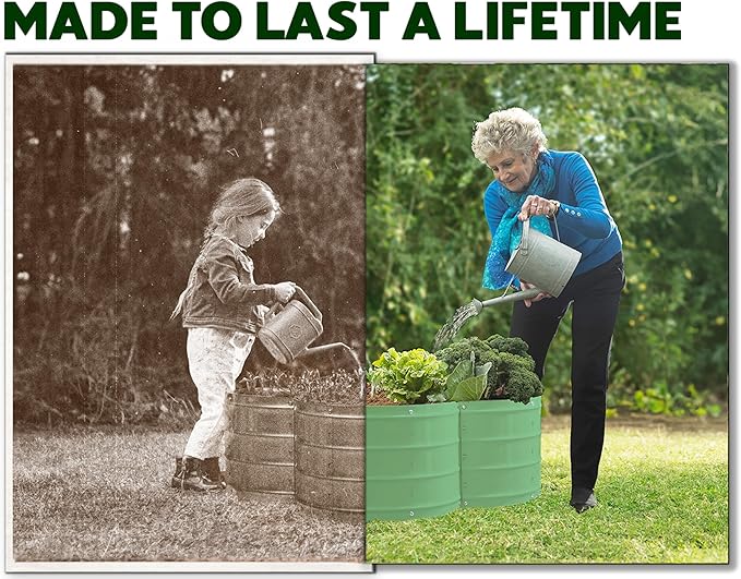 Plant & Plot Galvanized Raised Garden Beds Outdoor // 3×3×1 ft Planter Raised Beds for Gardening, Vegetables, Flowers // Large Metal Garden Box (Light Green) // Patented Tool-Free Design