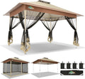 COBIZI 10x15 FT Pop up Gazebo on Clearance - Outdoor pop up Canopy Tent,carpas para Patio, Shelter - Screen Tents with Portable Carry Bag, Patio Gazebos for Camping,Garden,Deck,Backyard,Khaki