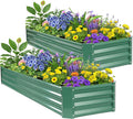 ZORMY 2 Pcs 8x2x1ft Galvanized Raised Garden Bed Outdoor, Metal Planter Boxes with Easy Assembly, Planter Raised Beds for Gardening, Flower, Plants, Vegetable, Herb - LotusGreen