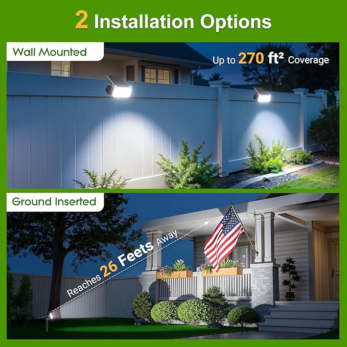 LETMY New Upgrade Solar Spot Lights Outdoor Waterproof with Bigger LED, 6 Pack Auto ON/Off Solar Lights Outdoor, 2-in-1 Wall Lights & 2 Modes Landscape Spotlights for Tree Yard Pathway Garden Decor