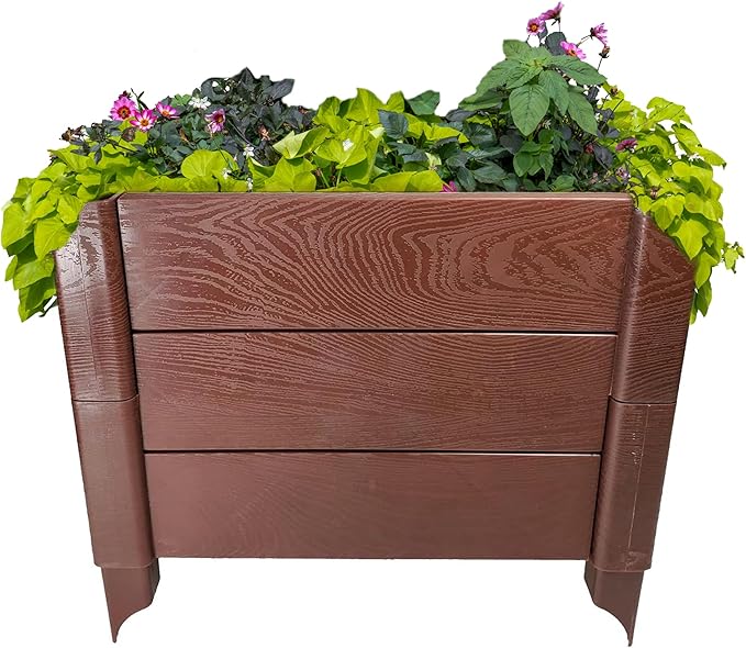 Dalen Modular Raised Bed Garden – Faux Wood – 4 Panel Starter Pack – Makes Square Foot Gardening Easy – 12x9 in