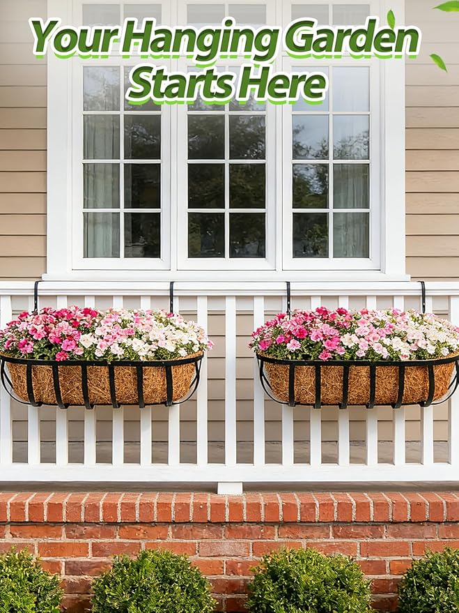 36in Arched Coco Liners for Window Planter Box - 4 Pack 100% Natural Coconut Coir Fiber Liner Replacement for Deck Flower Box, Garden Railing Fence Trough, Wall Planter Basket