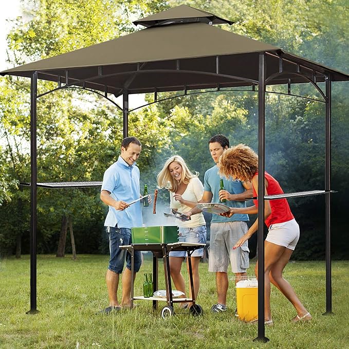 Eurmax USA High Performance Grill Gazebo Canopy Replacement Cover 5x8 BBQ Shelter Top(Cocoa)
