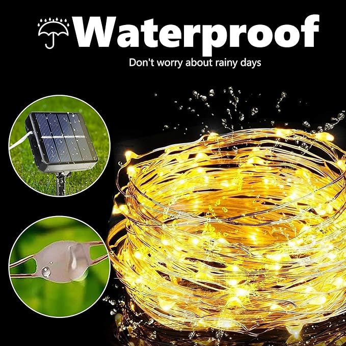 Joomer Solar Fairy Lights, 4-Pack Total 104FT 320LED Solar String Lights Outdoor Waterproof 8 Lighting Modes for Patio Fence Party Garden Yard Home Holiday Tree Outdoor Decoration (Warm White)