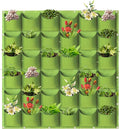 Hanging Planting Grow Bags, 36 Pockets Hanging Vertical Wall Planter Wall Mounted Grow Bag Outdoor Indoor Gardening Vertical Greening Flower Container, Planting Bags Storage Bags(1.0 m × 1.0 m, Green)