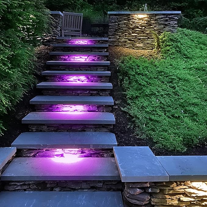 LEONLITE 8-Pack Premium Series RGB 4 Inch 1W LED Retaining Wall Lights Swivel, Color Changing Hardscape Lighting Low Voltage, 12V-24V AC/DC LED Landscape Hardscape Paver Light, Outdoor Step Light, ETL