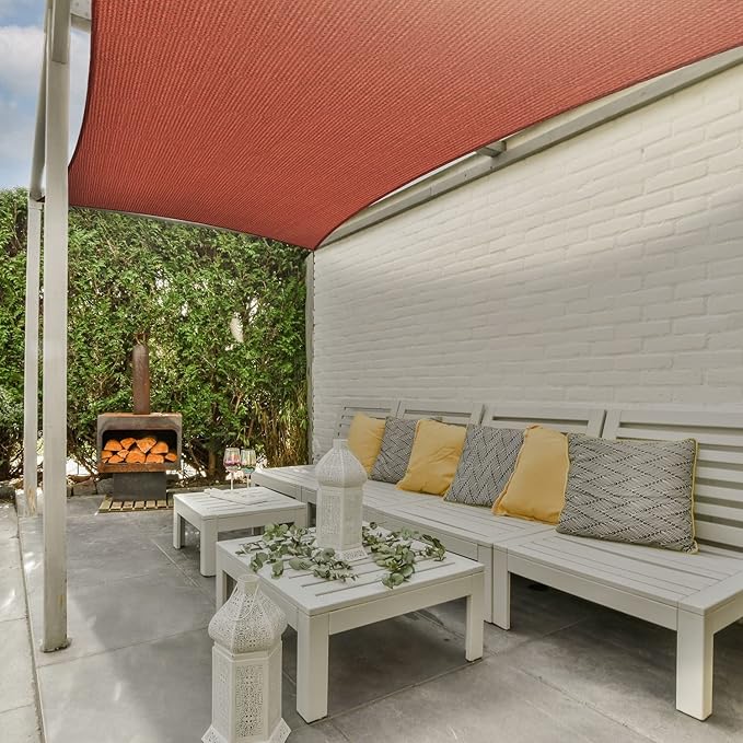 AsterOutdoor Sun Shade Sail Rectangle 6' x 10' UV Block Canopy for Patio Backyard Lawn Garden Outdoor Activities, Terra