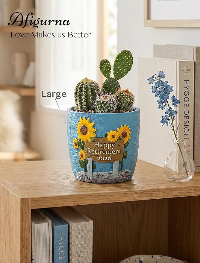Retirement Gifts for Woman 2026: Happy Retirement Gifts for Women Nurse Teacher Coworker - Unique Retired Garden Gifts for Decoration - Hand-Painted Plant Pot Present with Gift Box and Card