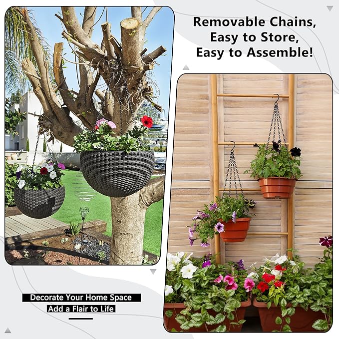 garini 3 Pack, 23 Inch Hanging Baskets Chain, Hanging Chains with Hooks Flower Pot Chain Replacement Plant Hangers for Planters, Bird Feeders and Lanterns(Black)…