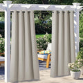 NICETOWN 2 Panels Natural Outdoor Curtains for Patio Waterproof, Thermal Insulated Rustproof Grommet Light Blocking Indoor Outdoor Window Treatment Room Darkening for Gazebo, W52 x L95