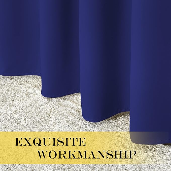 NICETOWN Blackout Curtains 63 inches Long for Living Room Bedroom, Grommet Thermal Insulated Room Divider Drape Window Treatment for Sliding Patio Door, W100 x L63, 1 Panel, Navy Blue