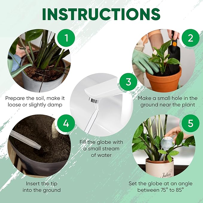 Clear Plant Watering Globes Set of 6 - Large Self Watering Globes for Indoor & Outdoor Plants - Automatic, Glass Watering Bulbs for Daily Use, Plant Watering Devices