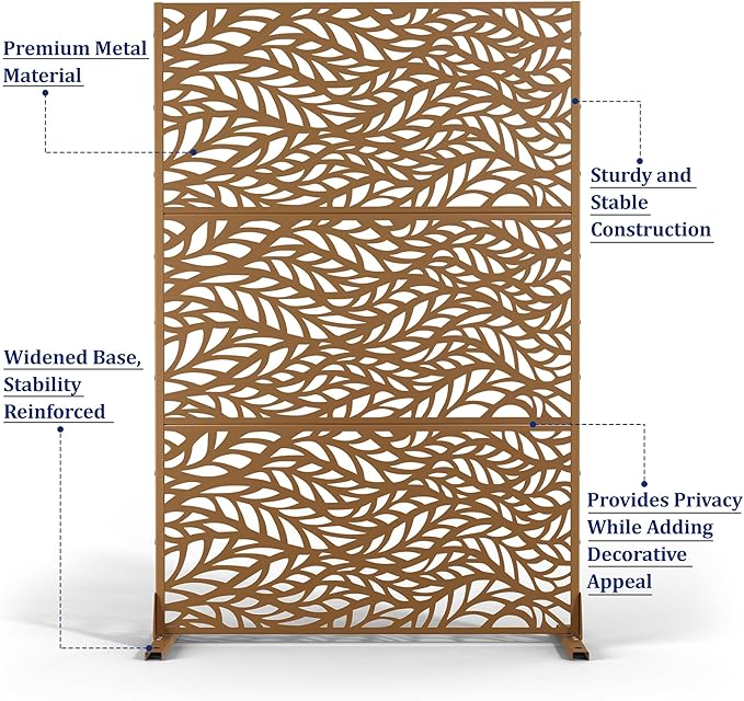 Outdoor Privacy Screen,72" H×47" W Metal Privacy Screen, Freestanding Privacy Fence Panels for Patio