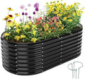 Garden Box Raised Flower Bed Galvanized Metal Planter Round Raised Garden Bed Kit for Gardening Outdoor 1PC Black 6X3X2FT