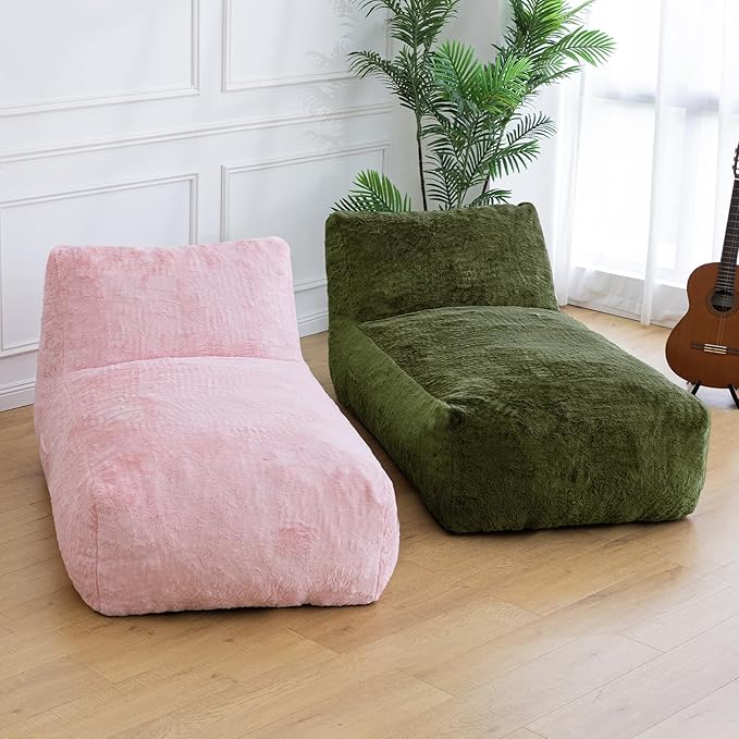 Giant Bean Bag Lounger Chair for Adults with Soft & Cozy Plush Fabric,Memory Foam Filled Beanbag Chair for Family Living Room,Bedroom and Game Room (Pink)