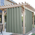NICETOWN 2 Panels Outdoor Curtains for Patio Extra Wide 84", Waterproof & Windproof Grommet & Back Tab Fixed Top and Bottom Thermal Insulated Privacy Drapes with Rope for Deck, Sage Green, W84 x L108