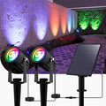 T-SUN Solar Spotlights, 2-in-1 RGB Solar Landscape Spotlights Outdoor Waterproof, Auto ON/Off Dual Head LED Lights for Garden, Yard, Halloween, Christmas Decor(RGB)