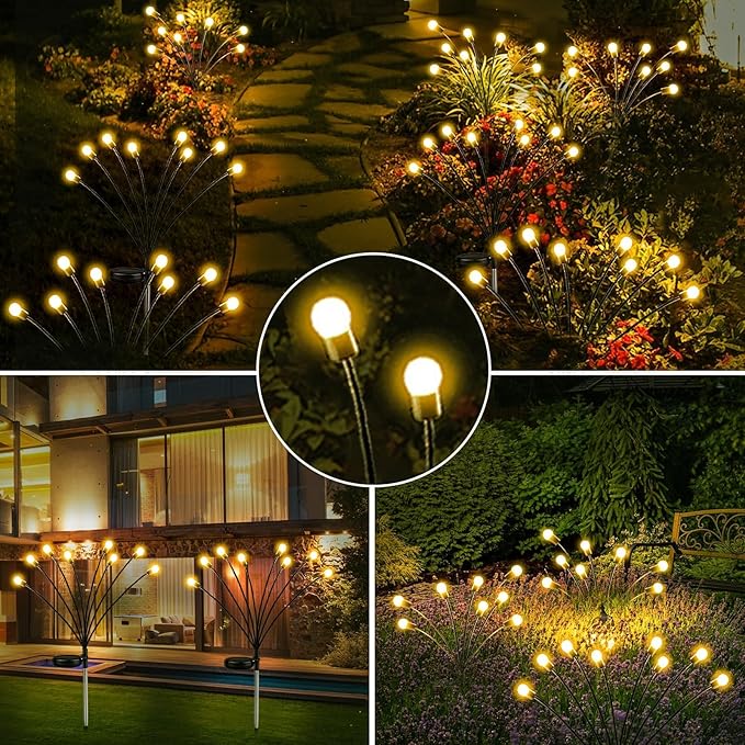 10-Pack Solar Garden Lights, 80 LED Solar Lights Outdoor for Garden Decor, Waterproof Firefly Light Outdoor (Sway by Wind), Swaying Light for Outside Yard Pathway Landscape Decorations (Warm White)