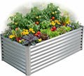 Galvanized Raised Garden Bed Kit Outdoor Patio,6x3x2ft Large Rectangular Metal Planter Boxes,Deep Root Box Planter for Gardening, Vegetables, Flowers, Herbs, 1 Pack, Silver