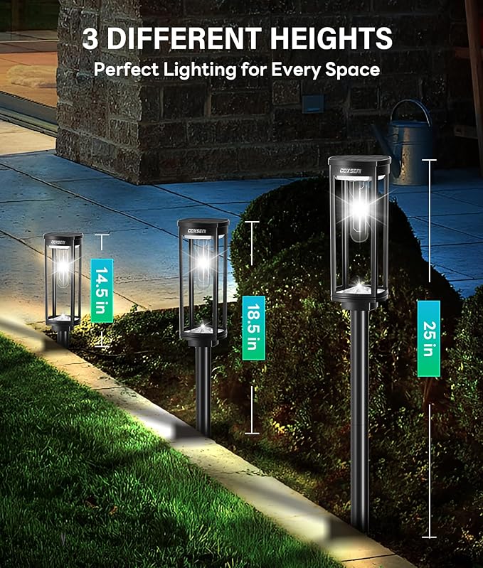 Solar Pathway Lights Outdoor 6 Pack, Bright Solar Path Lights Outside Waterproof, Solar Powered Landscape Light for Walkway Driveway Lawn Patio Sidewalk Garden Yard, Cool White