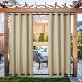 NICETOWN Canvas Patio Curtains for Outdoor Waterproof 2 Panels, Home Fashion Machine Washable Grommet Top & Bottom Fixed Thermal Insulated Privacy Drapes for Balcony/Gazebo, 55" W x 108" L, Taupe